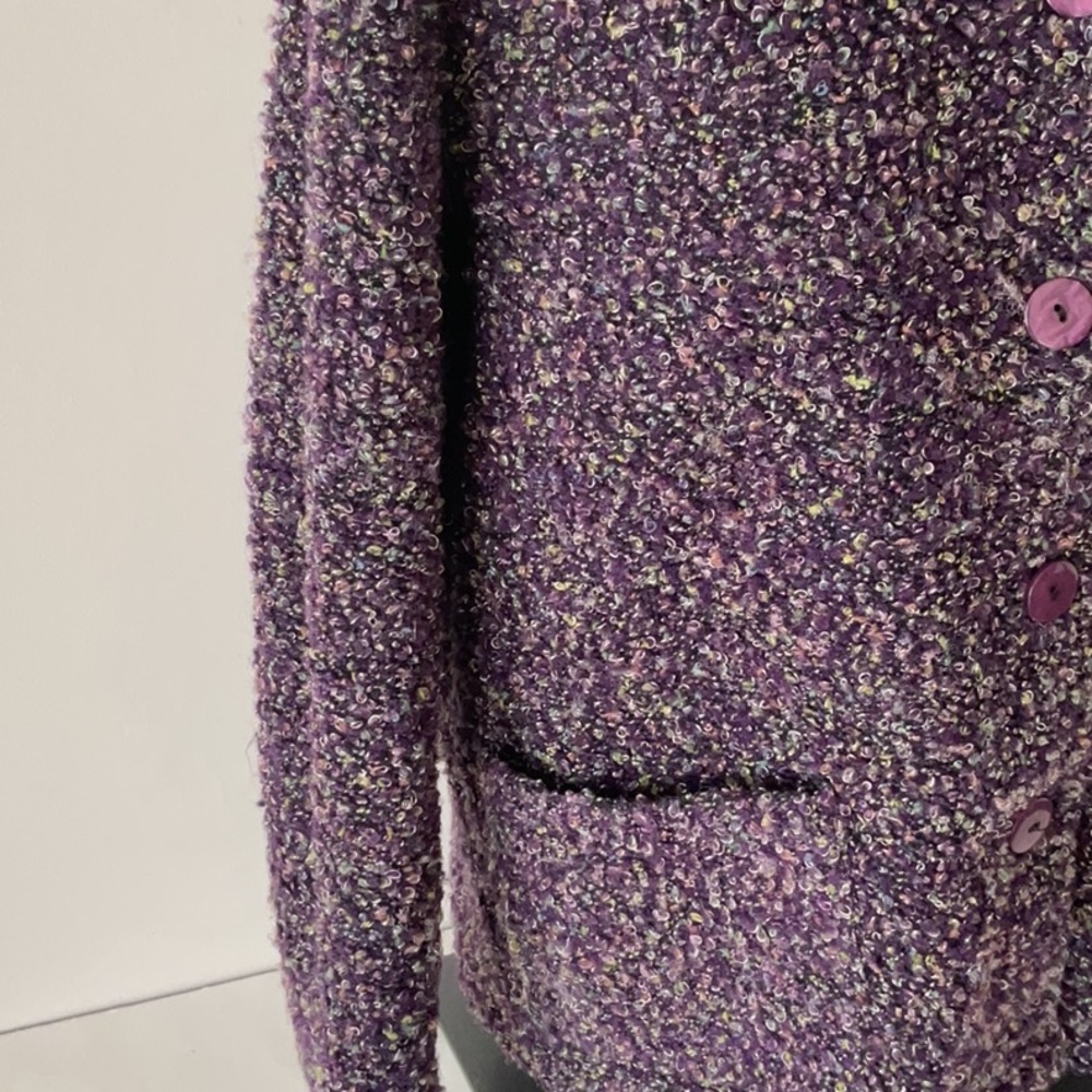 Purple Bouclé Button-Front Jacket - Picture 3 of 7
